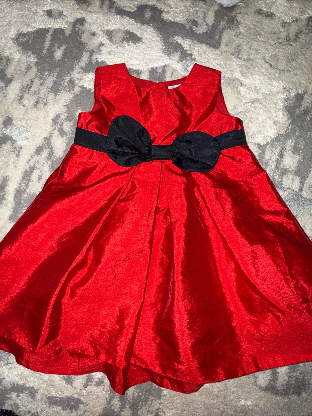 Carter's Shimmer Red Holiday Dress with Black Bow